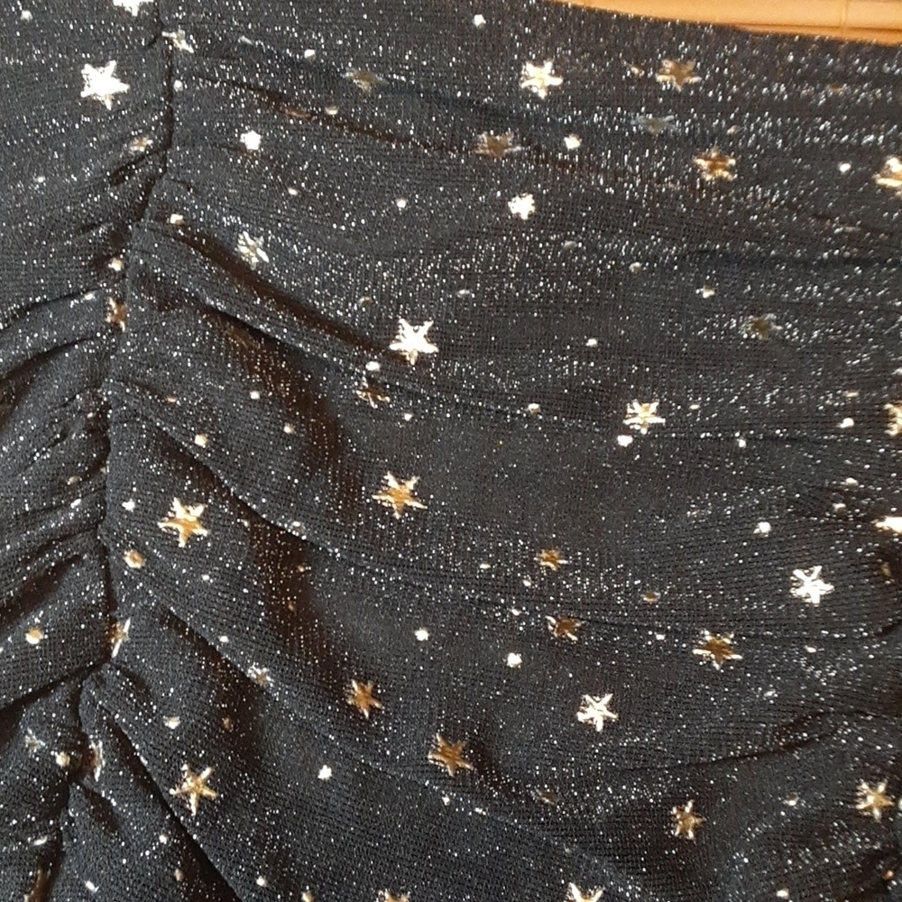 Shein Dark Blue Top with Golden Stars & Elastic Band - Size Medium - Picture 2 of 4